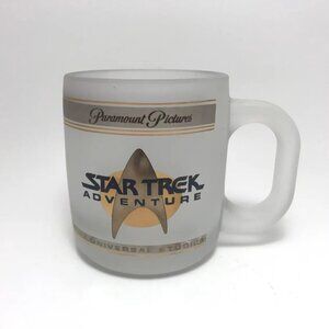 1989 Star Trek Adventure Frosted Glass Mug Universal Studios